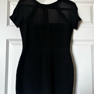 Elegant Black Mesh Panel Dress